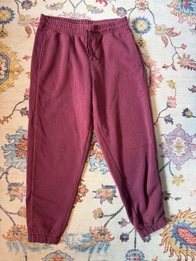 Puma Rose-Maroon Fleece Jogger Pants L